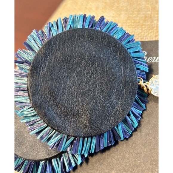 J. Crew Raffia Fringe Disc Earrings in Blue Green- NWT - Picture 6 of 6